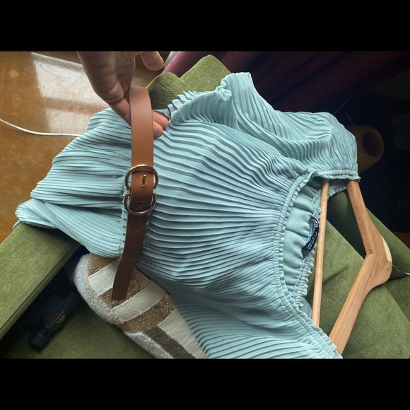 Zara Mint Green Pleated Off Shoulder Midi Dress XS - Picture 5 of 6